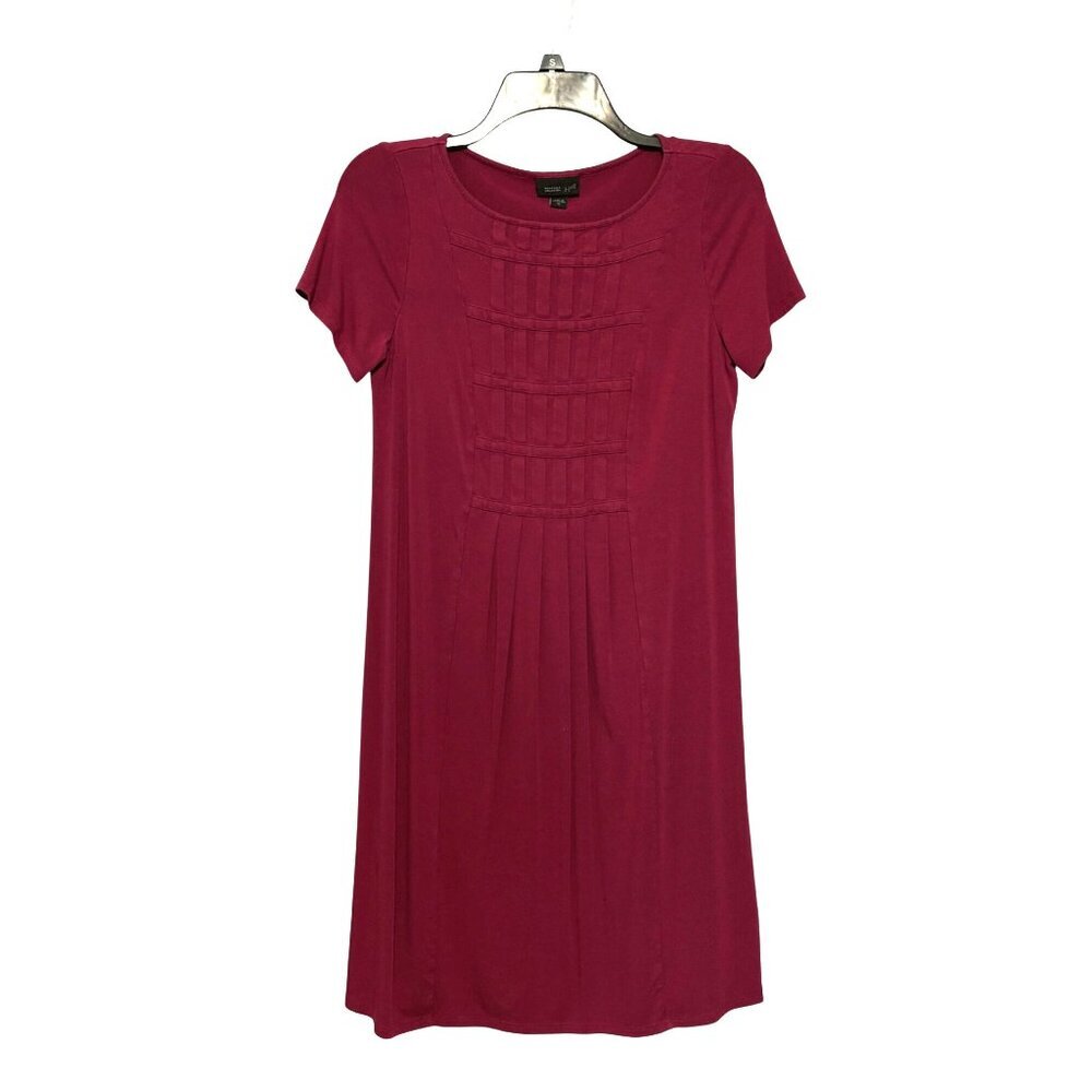 J. Jill Wearever Collection Womens XS Claret Burgundy Pleated Front A-Line Dress
